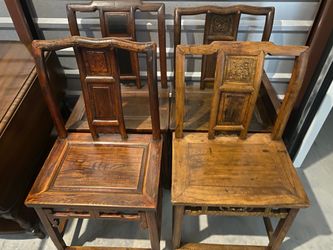4 1950s Hand Carved Chinese Chairs