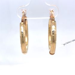 14Kt Yellow Gold Half Satin Hoop Earrings 2.80g 3x23 189164
