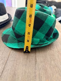 Green and Black Plaid Fedora Hat - Halloween