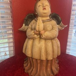 LARGE PRAYING ANGEL STATUE FIGURINE HEAVY 20” X11” Wide