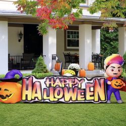 11.5 FT Happy Halloween Inflatables Outdoor Decorations Vampire with Pumpkin Halloween Blow Up Yard Decorations Long with LED Lights Holiday for Hallo