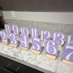 Purple Table Numbers 1-14