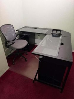 L-Shaped Glass Top Office Desk