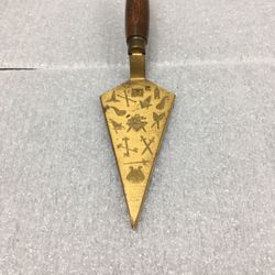 Vintage Masonic Ceremonial Trowel w/ Wood Handle and Decorated Spade