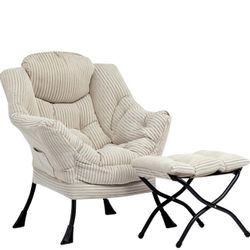 Fabric Lazy Chair With Ottoman 