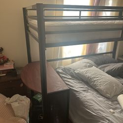 Metal Frame Top Bed Bottom Desk 