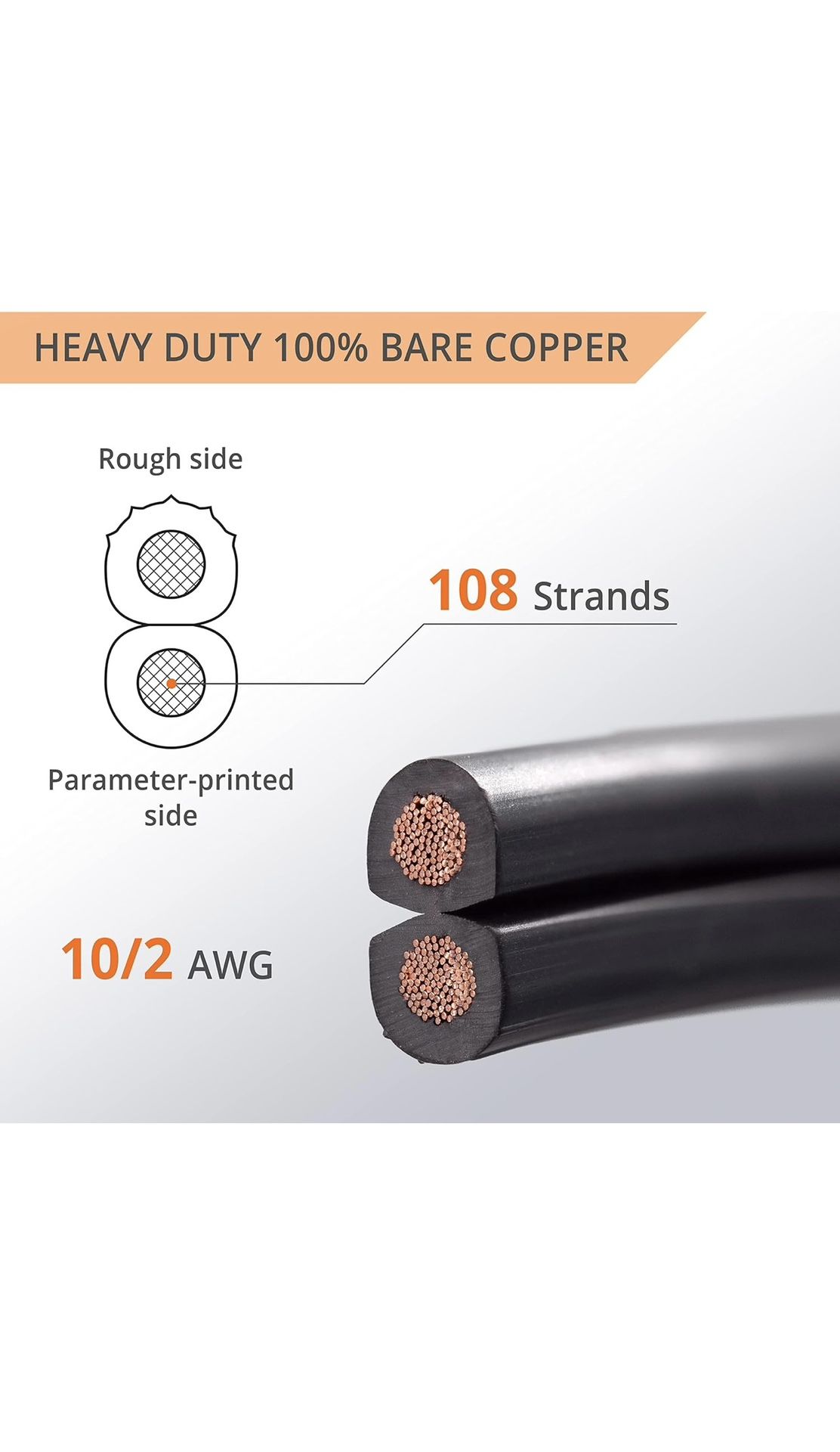 Wirefy 10/2 Copper Landscape Lighting Wire 10 Gauge 2 Conductor 100 Feet Low Voltage Wire 10/2