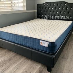 Ck Black Crystal Button Bed With Orthopedic Mattress Included!!