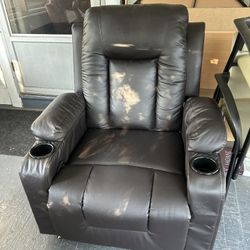 Massaging Leather Recliner 