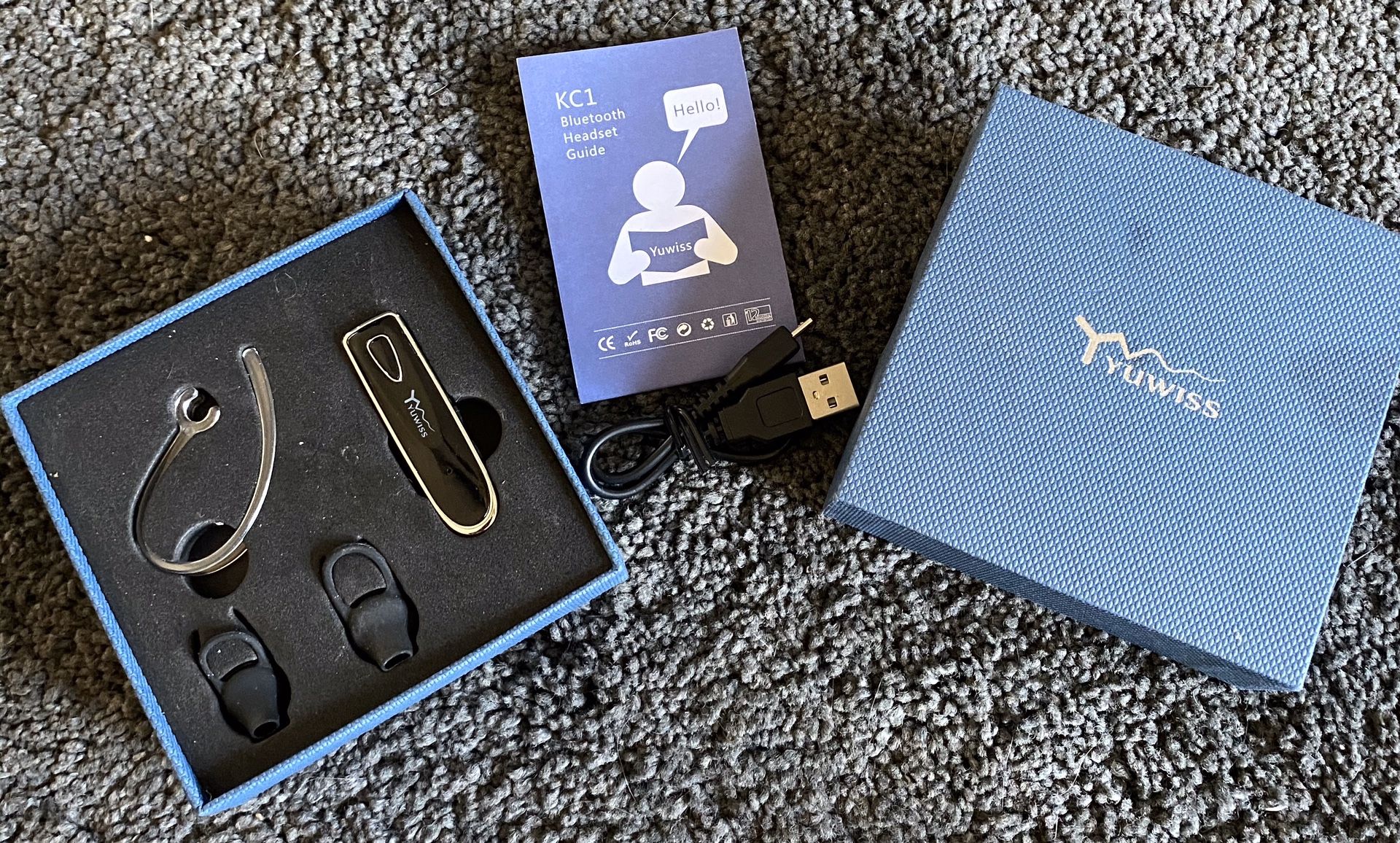 Yuwiss Bluetooth Earpiece for Cell Phone with Mic Wireless in Ear Earbud Headphones Car Headset with 20 Hours Noise Canceling Hands Free Calling Comp