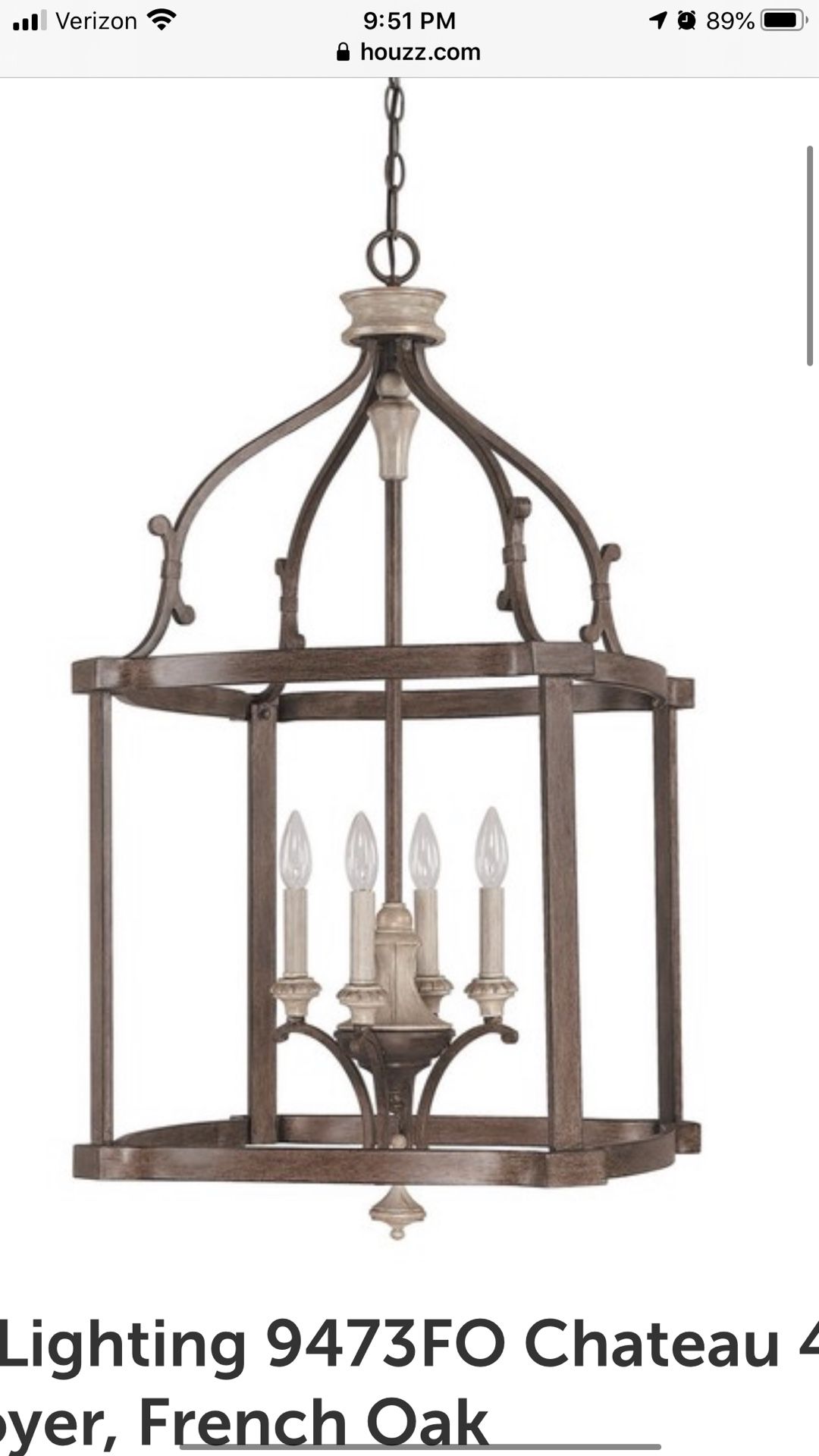 BRAND NEW IN BOX - Capital Lighting 9473FO Chateau 4 Light 20 inch French Oak Foyer Pendant Ceiling Light, indoor outdoor chandelier sconce light