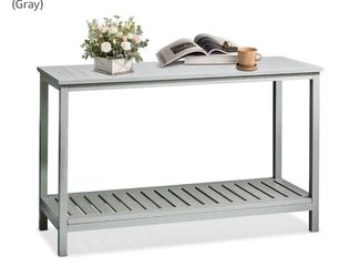 VINGLI 49in Solid Wood Outdoor Console Table, 2-Shelf Wooden Outdoor Accent Plant Table Multifunctional Buffet Bar Storage Organizer for Indoor Patio