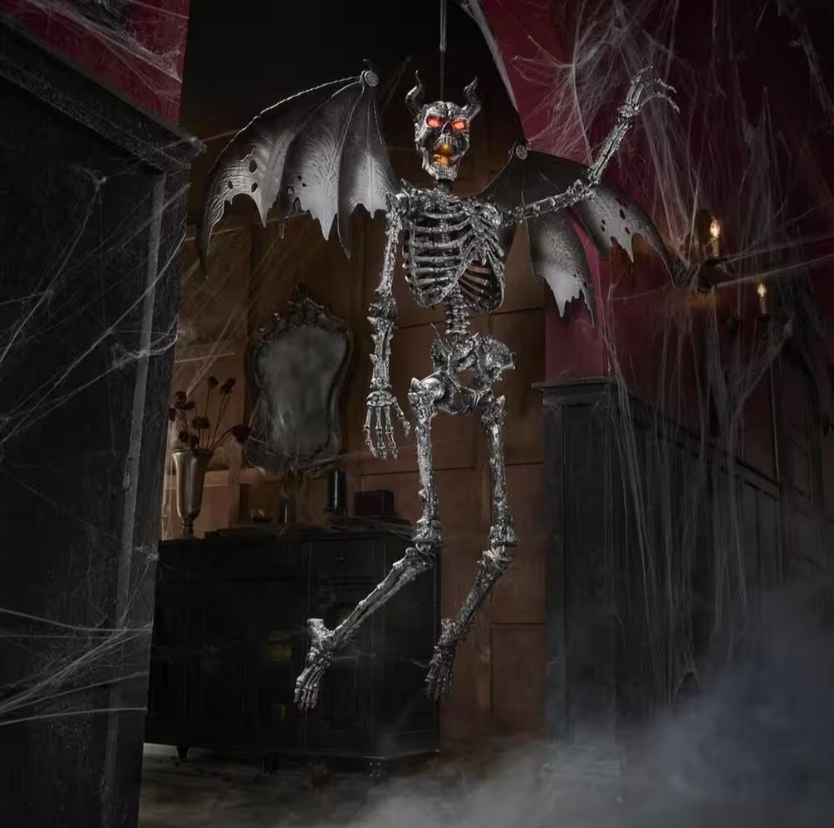 Home Depot 3-Pack 5 ft. Grave & Bones LED Ultra Pose-N-Stay Skeleton Demon