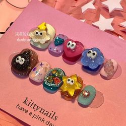 Unique Handmade Press-On Nails with Cute Decorations