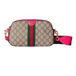 auth Gucci Ophidia GG Small Crossbody Bag – Neon Fuchsia Pink / Gray Pink 