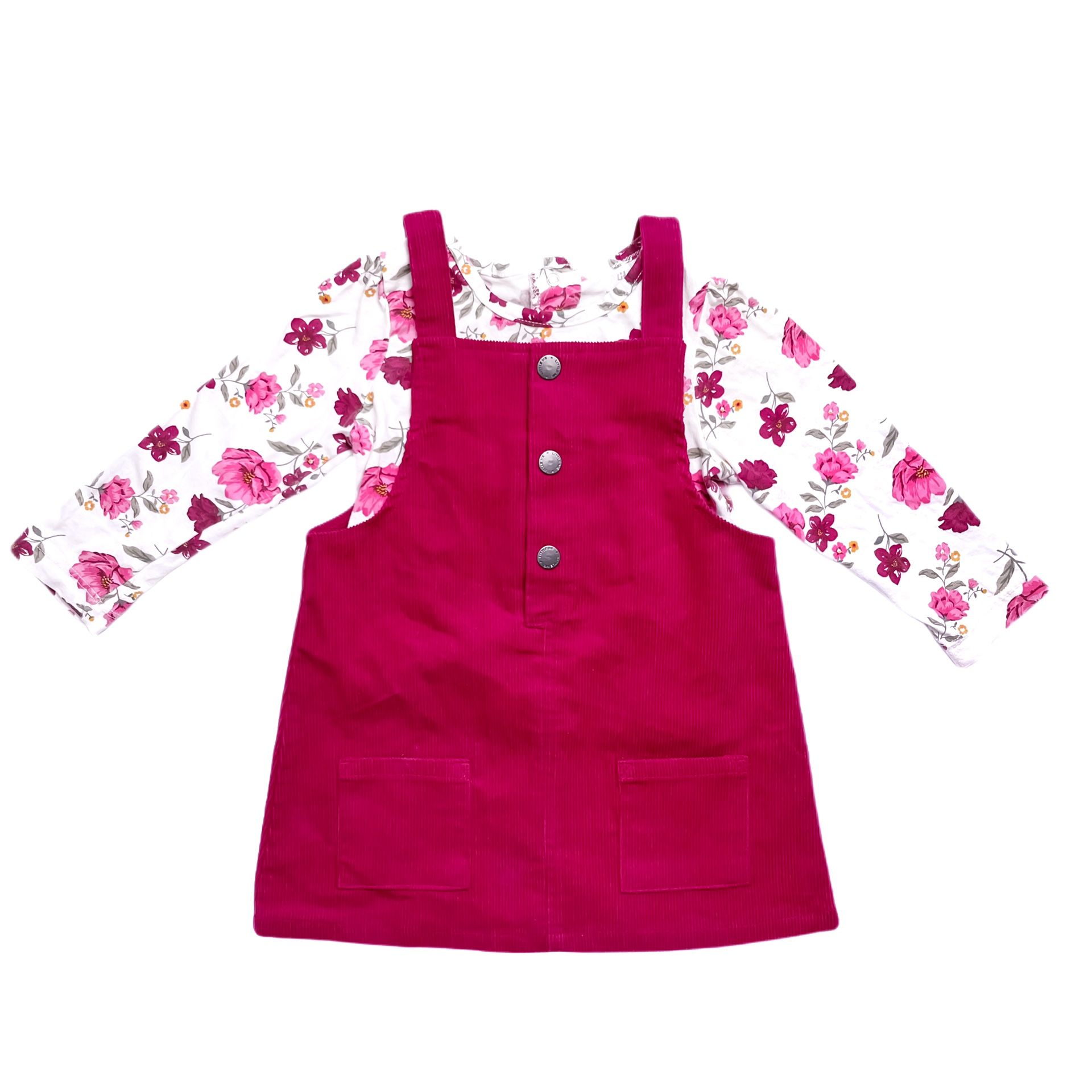 Pink Floral Overall Dress 24 Months