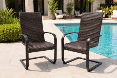 Brown Wicker Patio Chair – Metal Frame Outdoor Chairs