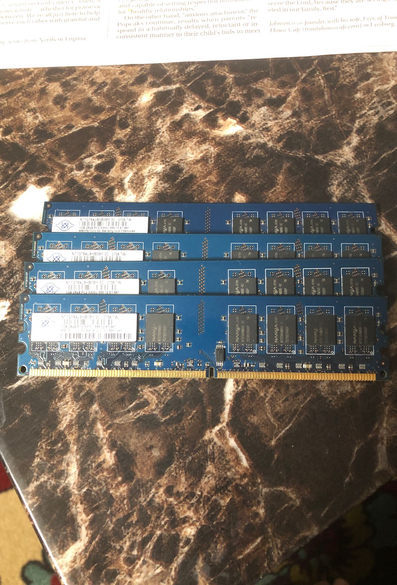Nanya 8GB 4X2GB DDR2 PC2-5300 RAM Memory