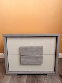 Gray & White Modern 2-Drawer Nightstand