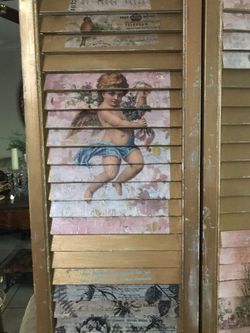 Beautiful antique screen with angeles. 78 inches tall and 2” ft W