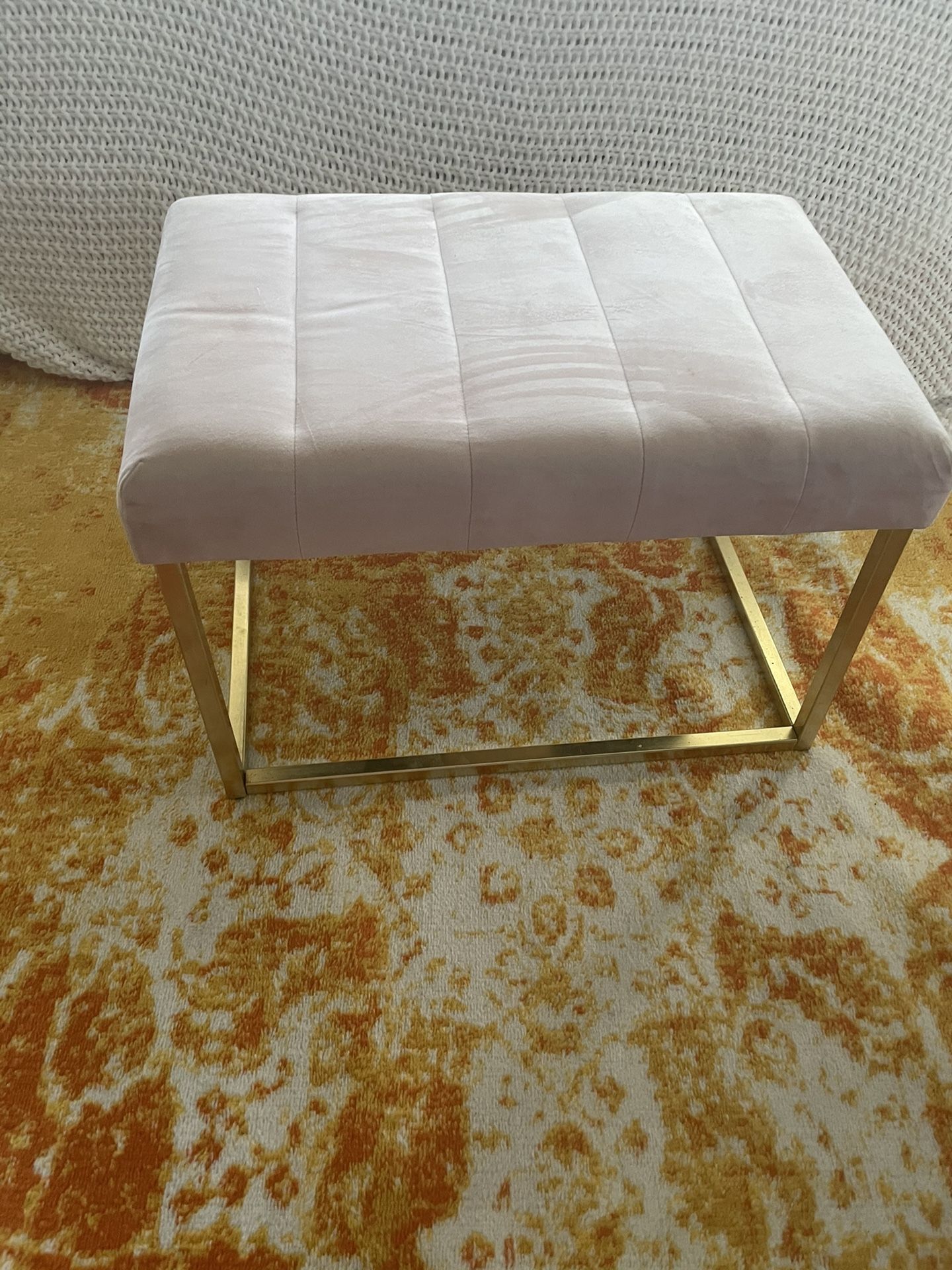 Velvet And Gold Accented Ottoman Bench