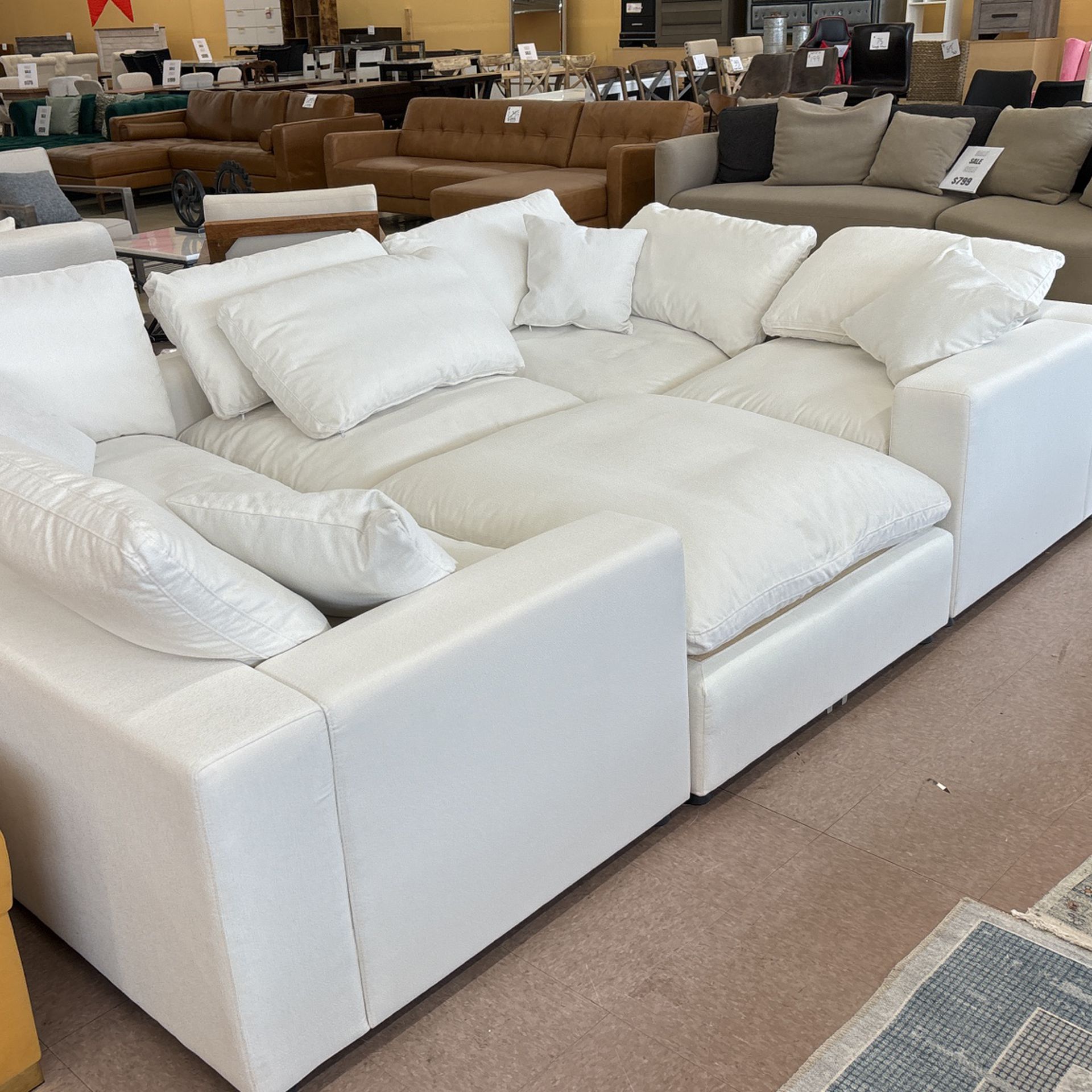 Modern White Cloud 6 Piece Modular Sectional Sofa