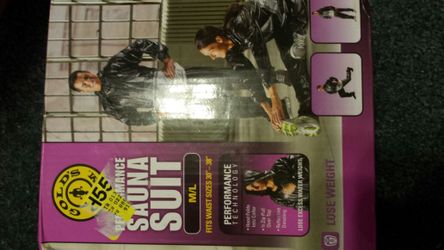 Sauna suit medium to large fits waist size is 30 inches to 38 inches