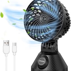 USB Desk Fan, Small Portable Desktop Personal Fan 3 Speeds Strong Airflow, Adjustable Tilt Automatic Swing Cooling Fan for Home Office Bedroom Indoor