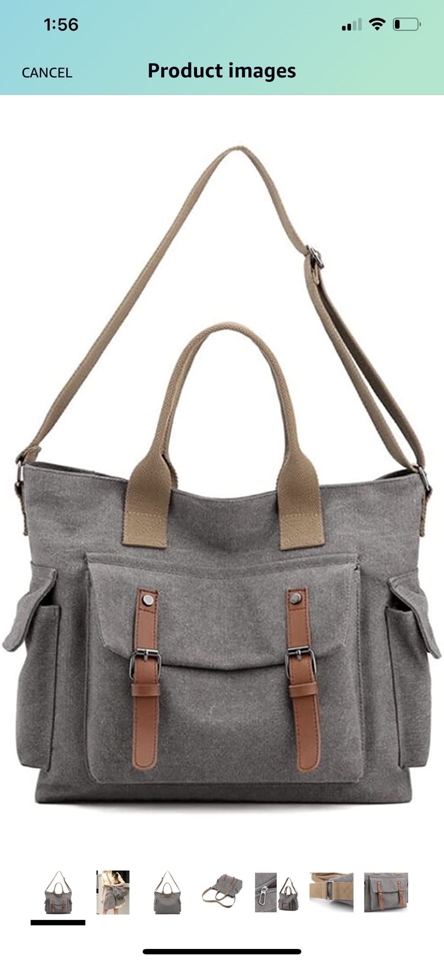 Vintage Canvas Messenger Bag Shoulder Bag Hobo Satchel (Grey)