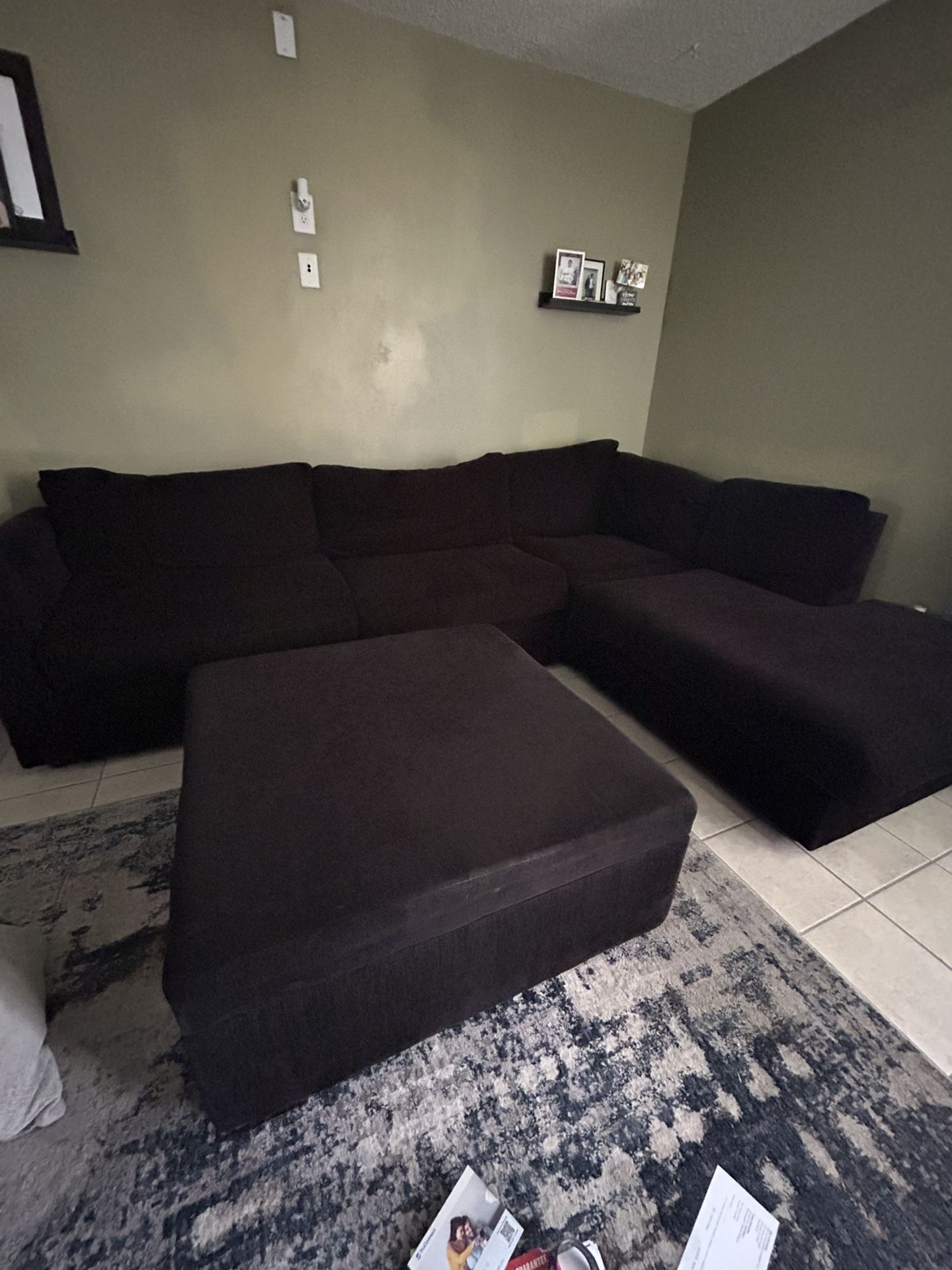 Black Sectional Couch With Ottoman