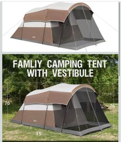 PORTAL 6 Person Family Camping Tent with Screen Room