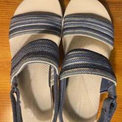 Blue And White Clark’s Sandals