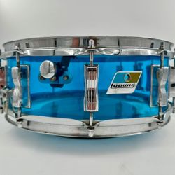 Ludwig Vistalite Snare Drum Blue 5”x14” Vintage 1970s 10-Lug Original Rare
