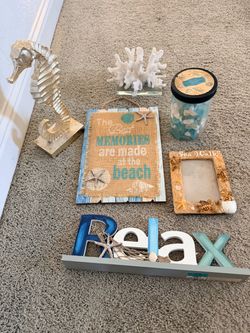 Beach / Coastal Home Décor Lot – Seahorse, Coral, Signs & Shell Décor