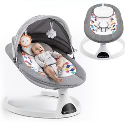 Baby Swing for Infants,Electric Bouncer for Babies,Portable Swing for Baby Boy Girl,Indoor Baby Rocker with 5 Sway Speeds,Music and Bluetooth