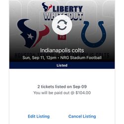 2 tickets Texans vs Coults 