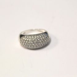 Pave Domed Silver CZ Ring