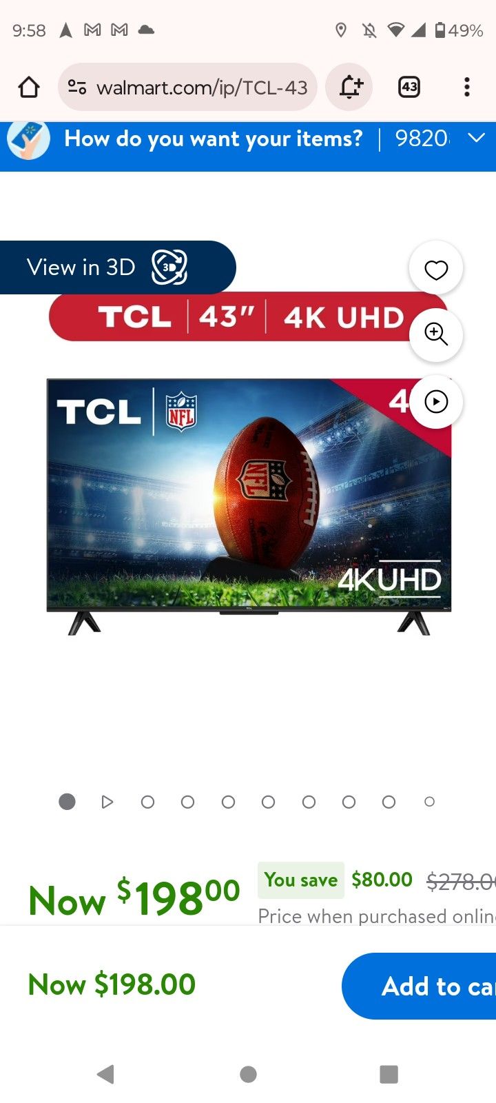 TCL 43" Smart Tv