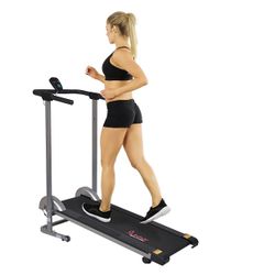 Sunny Health & Fitness SF-T1407M Foldable Manual Walking Treadmill, Gray