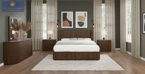 Bedroom set 4 pc Brown finish, New Especial price