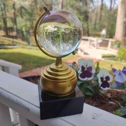 Spectacular Crystal Globe on Black Marble Base