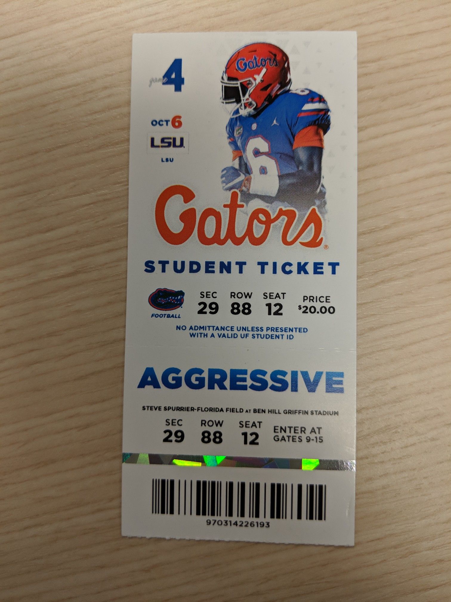 UF - LSU Football Student Ticket