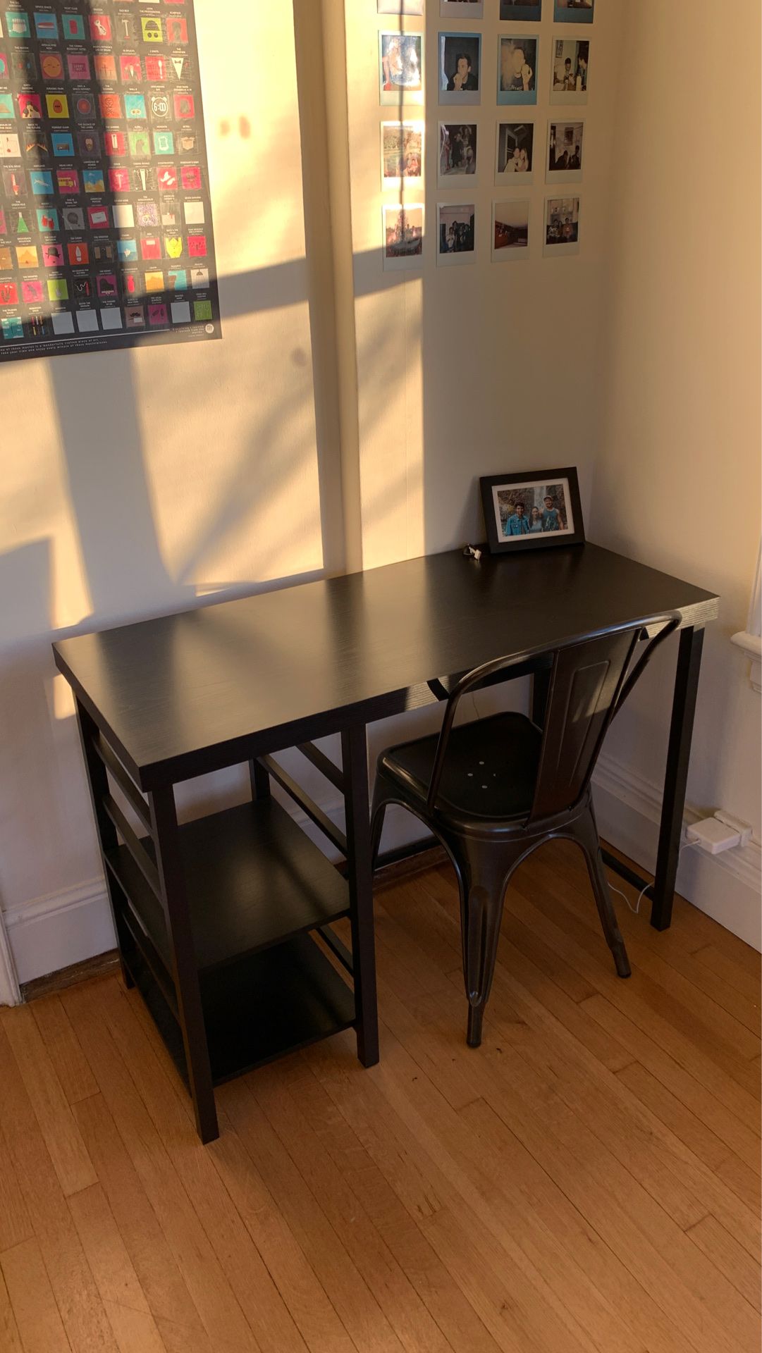 Target black wooden desk new + metal chair