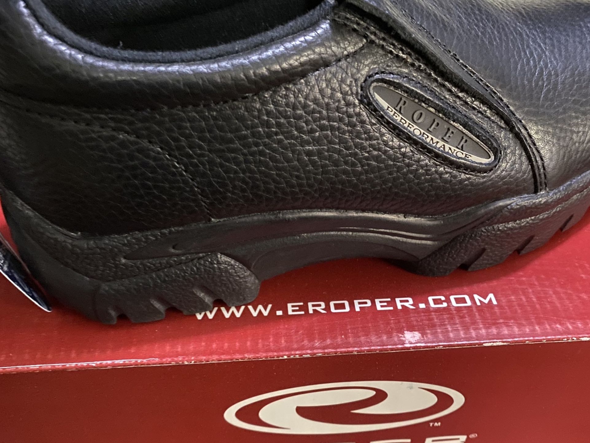 Roper Performance Black Leather Slip On Work Safety Shoes Mens Size 9 Roper Men main image 3