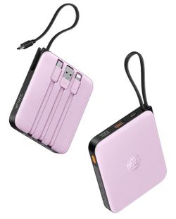 Cargador portátil con cable incorporado, banco de energía de 10000 mAh, batería USB C carga rapida.