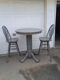 HIGH TABLE AND TWO STOOLS