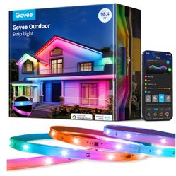 Govee Outdoor LED Strip Lights, 98.4ft Smart Outdoor Lights Work with Alexa and Google Assistant, App Control, IP65 Waterproof, RGBIC Lights