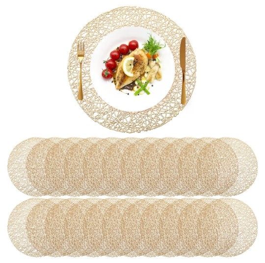 New 40 Pack Gold Round Placemats 15 Inch