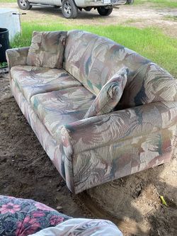 USED, CLEAN, NO STAINS SOFA, NEEDS EXTRA MATCHING PILLOWS, $125 OBO