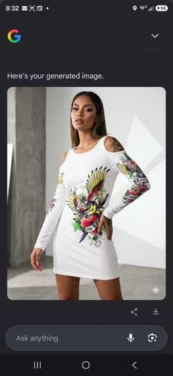 White Cold Shoulder Mini Dress Tattoo Print